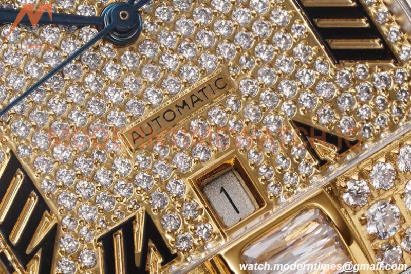 Cartier - Santos De Cartier Mens Automatic 40mm Diamond YG/SS Dia/Rmn TWF A2824