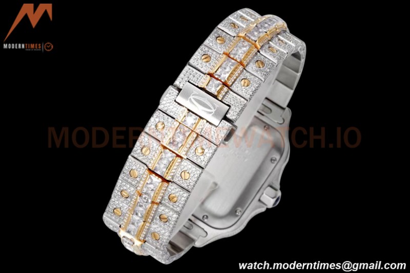Cartier - Santos De Cartier Mens Automatic 40mm Diamond YG/SS Dia/Rmn TWF A2824