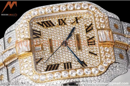 Cartier - Santos De Cartier Mens Automatic 40mm Diamond YG/SS Dia/Rmn TWF A2824