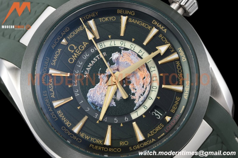 Omega - Seamaster Aqua Terra 150m 43mm Worldtimer SS/RU Green VSF A8938