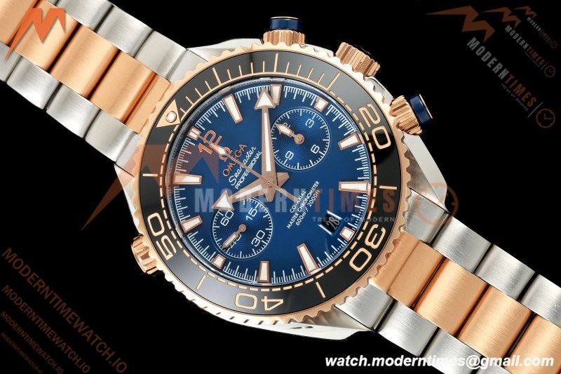 Omega - Seamaster Planet Ocean 600m Chrono 45.5mm RG/SS Blue Dial VRF A9900