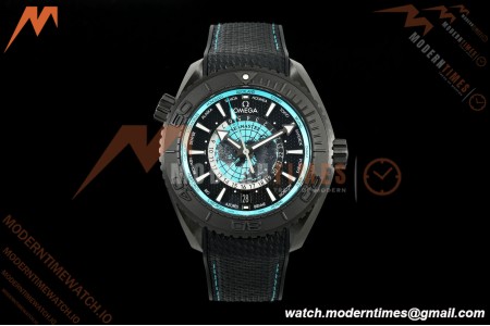 Omega - Seamaster Planet Ocean 600m 45.5mm GMT Worldtimer CER/NY Blk/Grn VSF SA8938