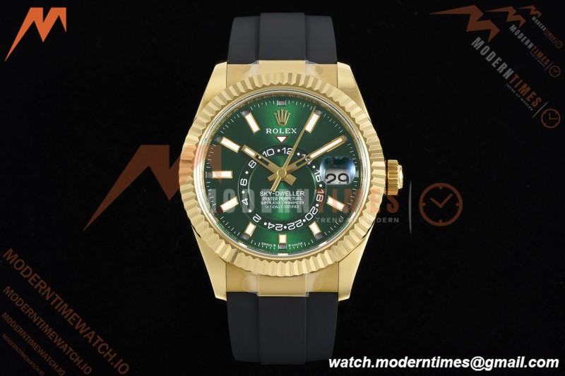 Rolex - 2025 Skydweller 336238 YG/RU Green Noob V2 A9002 | 롤렉스 - 2025 스카이드웰러 336238 YG/RU 그린 눕 V2 A9002
