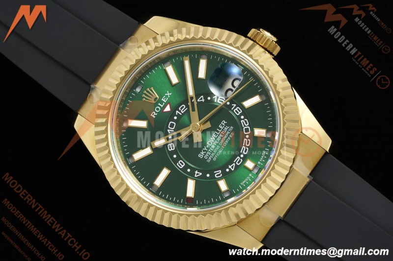 Rolex - 2025 Skydweller 336238 YG/RU Green Noob V2 A9002 | 롤렉스 - 2025 스카이드웰러 336238 YG/RU 그린 눕 V2 A9002
