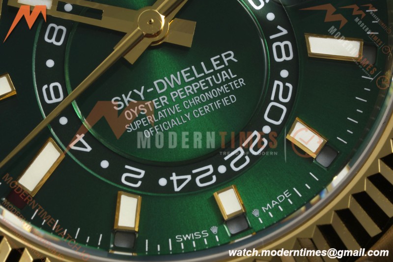 Rolex - 2025 Skydweller 336238 YG/RU Green Noob V2 A9002 | 롤렉스 - 2025 스카이드웰러 336238 YG/RU 그린 눕 V2 A9002