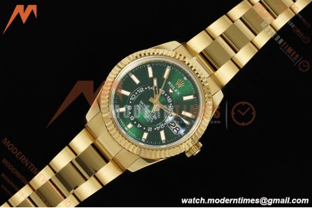 Rolex - 2025 Skydweller 336938 Oyster YG/YG Green Noob V2 A9002