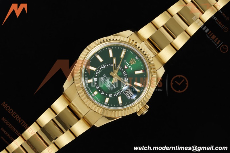 Rolex - 2025 Skydweller 336938 Oyster YG/YG Green Noob V2 A9002 | 롤렉스 - 2025 스카이드웰러 336938 오이스터 YG/YG 그린 눕 V2 A9002