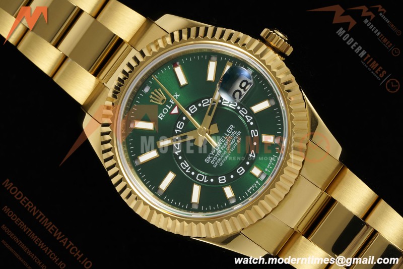 Rolex - 2025 Skydweller 336938 Oyster YG/YG Green Noob V2 A9002 | 롤렉스 - 2025 스카이드웰러 336938 오이스터 YG/YG 그린 눕 V2 A9002