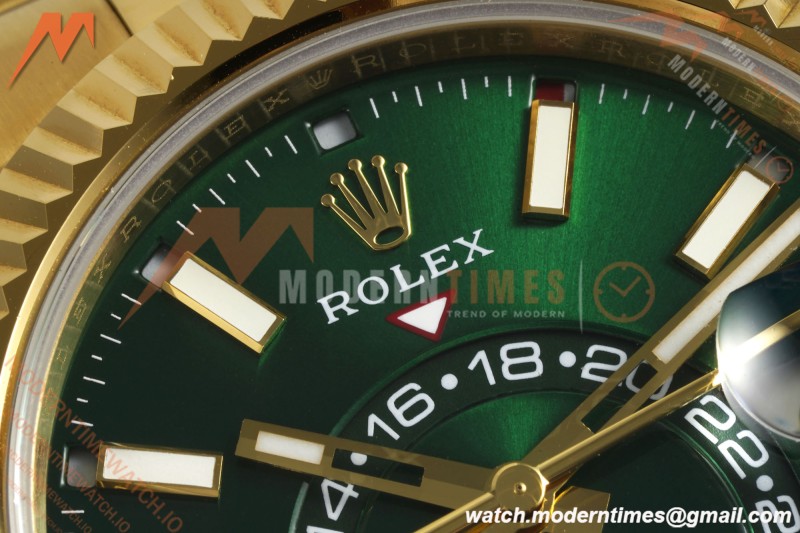 Rolex - 2025 Skydweller 336938 Oyster YG/YG Green Noob V2 A9002 | 롤렉스 - 2025 스카이드웰러 336938 오이스터 YG/YG 그린 눕 V2 A9002