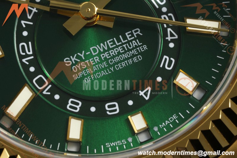 Rolex - 2025 Skydweller 336938 Oyster YG/YG Green Noob V2 A9002 | 롤렉스 - 2025 스카이드웰러 336938 오이스터 YG/YG 그린 눕 V2 A9002