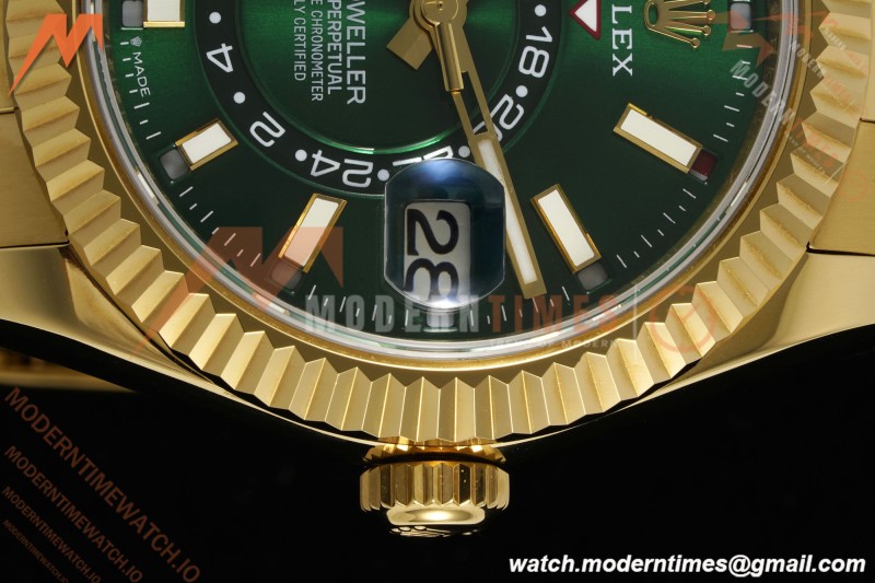 Rolex - 2025 Skydweller 336938 Oyster YG/YG Green Noob V2 A9002 | 롤렉스 - 2025 스카이드웰러 336938 오이스터 YG/YG 그린 눕 V2 A9002