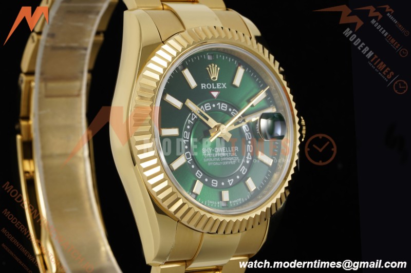 Rolex - 2025 Skydweller 336938 Oyster YG/YG Green Noob V2 A9002 | 롤렉스 - 2025 스카이드웰러 336938 오이스터 YG/YG 그린 눕 V2 A9002