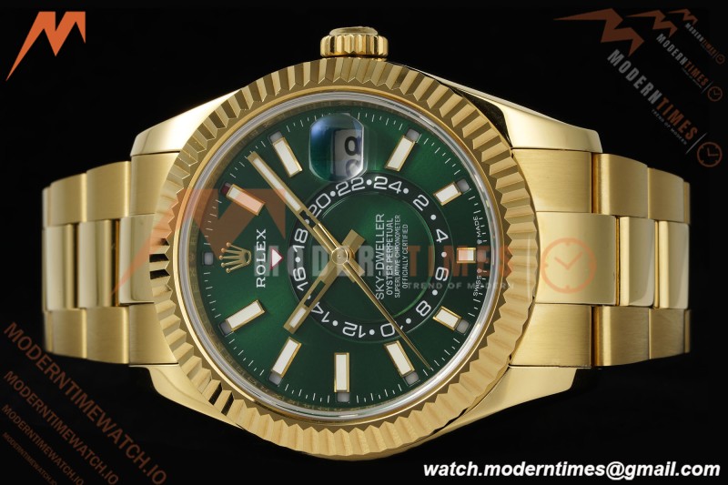 Rolex - 2025 Skydweller 336938 Oyster YG/YG Green Noob V2 A9002 | 롤렉스 - 2025 스카이드웰러 336938 오이스터 YG/YG 그린 눕 V2 A9002