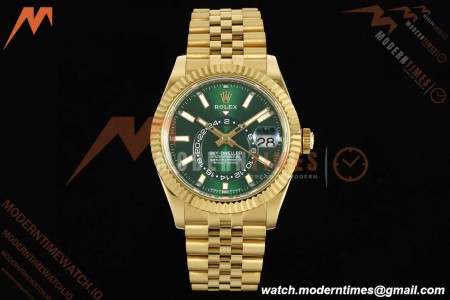 Rolex - 2025 Skydweller 336938 Jubilee YG/YG Green Noob V2 A9002