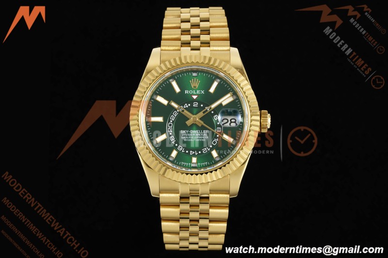 Rolex - 2025 Skydweller 336938 Jubilee YG/YG Green Noob V2 A9002 | 롤렉스 - 2025 스카이드웰러 336938 주빌리 YG/YG 그린 눕 V2 A9002