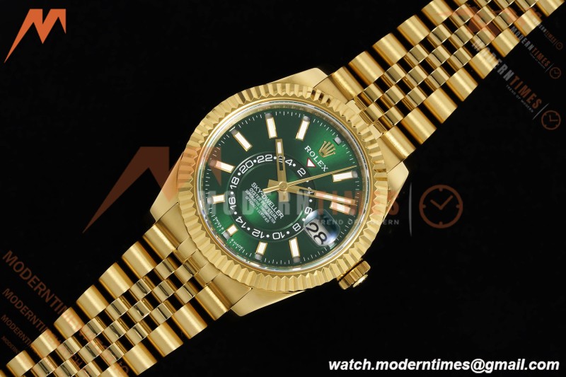 Rolex - 2025 Skydweller 336938 Jubilee YG/YG Green Noob V2 A9002 | 롤렉스 - 2025 스카이드웰러 336938 주빌리 YG/YG 그린 눕 V2 A9002
