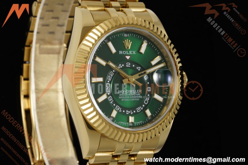 Rolex - 2025 Skydweller 336938 Jubilee YG/YG Green Noob V2 A9002 | 롤렉스 - 2025 스카이드웰러 336938 주빌리 YG/YG 그린 눕 V2 A9002
