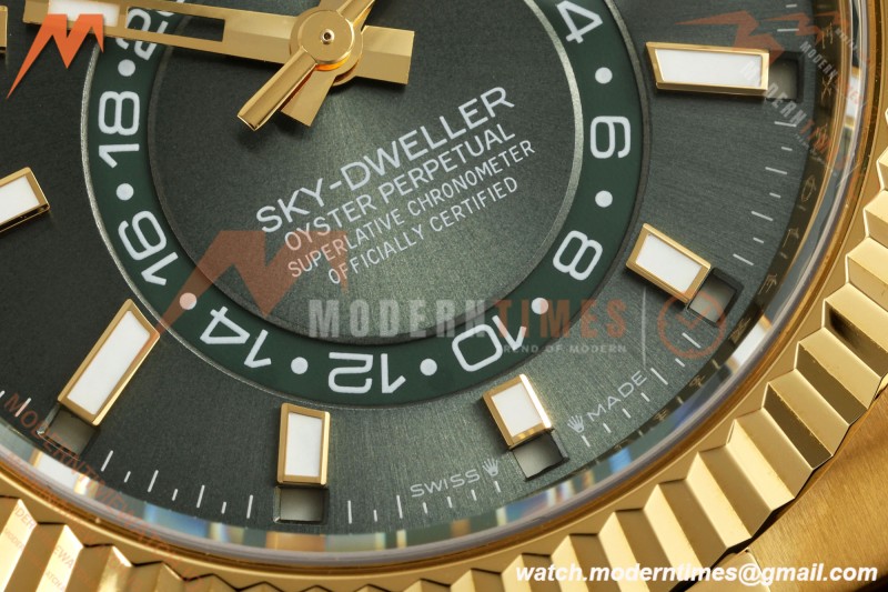 Rolex - Skydweller 42mm 336238 Gain Weight YG/RU Mint Green ZF V2 A2824 | 롤렉스 - 스카이드웰러 42mm 336238 게인 웨이트 YG/RU 민트 그린 ZF V2 A2824