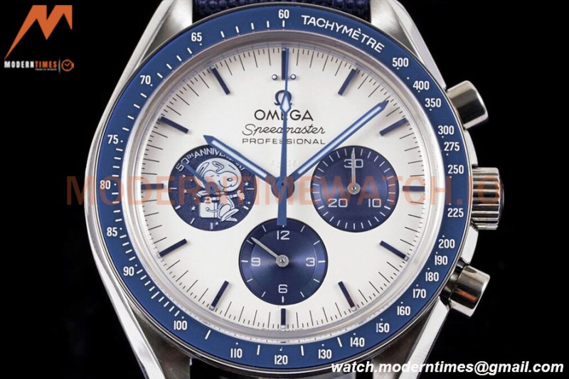 Omega - Speedmaster “Silver Snoopy Award” 50th Anniversary 42mm SS/NY Wht/Blue GSF Cal.3861