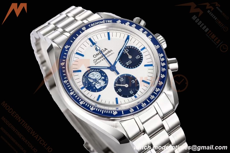 Omega - Speedmaster “Silver Snoopy Award” 50th Anniversary 42mm SS/NY Wht/Blue OSF V2 Cal.3861