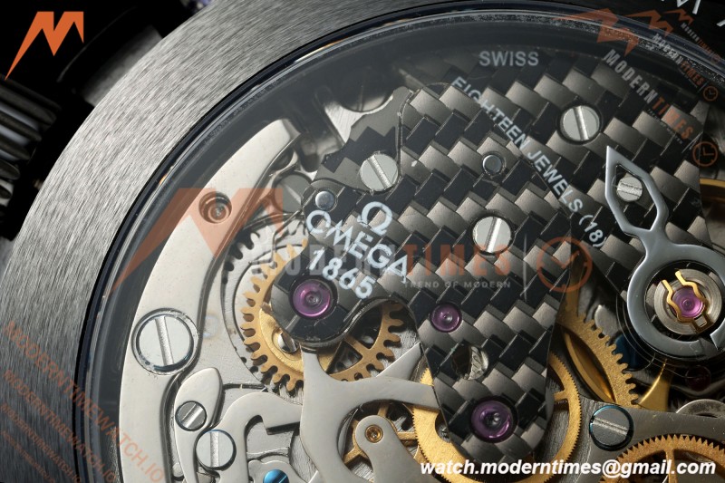 Omega - Speedmaster Dark Side of the Moon Team Alinghi 44.25mm CER/RU Carbon Fiber Skeleton Dial BLSF Cal. 1865 Mod | 오메가 - 스피드마스터 다크 사이드 오브 더 문 팀 알링기 44.25mm CER/RU 카본 파이버 스켈레톤 다이얼 BLSF Cal. 1865 Mod