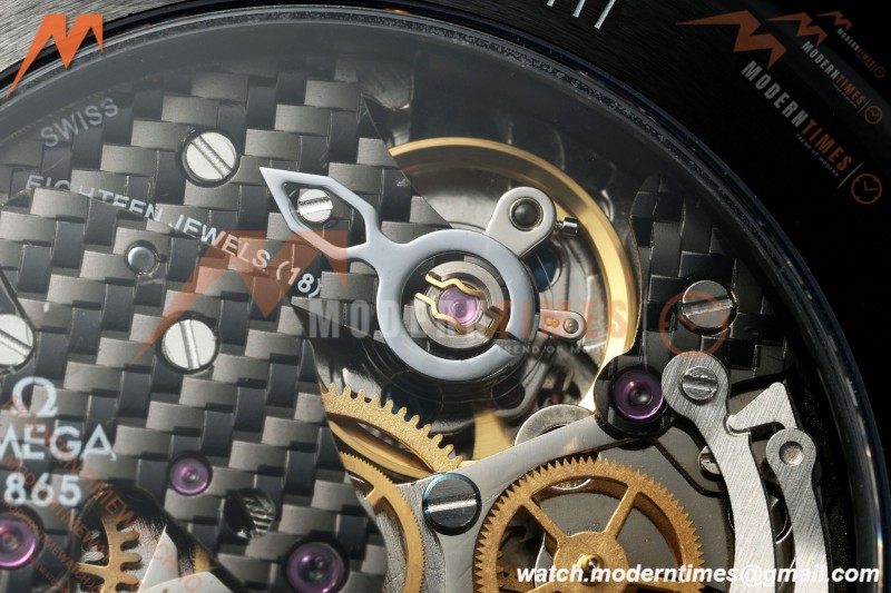 Omega - Speedmaster Dark Side of the Moon Team Alinghi 44.25mm CER/RU Carbon Fiber Skeleton Dial BLSF Cal. 1865 Mod | 오메가 - 스피드마스터 다크 사이드 오브 더 문 팀 알링기 44.25mm CER/RU 카본 파이버 스켈레톤 다이얼 BLSF Cal. 1865 Mod