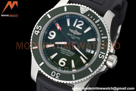 Breitling - Superocean 44mm Red SS/SS Green BLSF A2824
