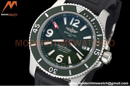 Breitling - Superocean 44mm Red SS/SS Green BLSF A2824