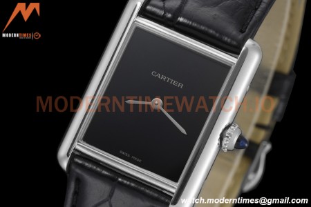 Cartier - Tank Must De Cartier Medium SS/LE Black DRF Swiss Qtz