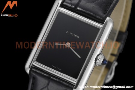 Cartier - Tank Must De Cartier Medium SS/LE Black DRF Swiss Qtz