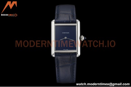 Cartier - Tank Must De Cartier Medium SS/LE Blue DRF Swiss Qtz