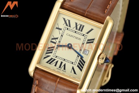 Cartier - Tank Louis Cartier 25.5mm YG/LE White DRF Swiss Qtz
