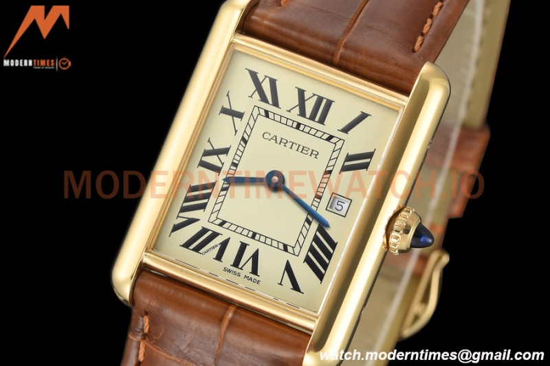Cartier - Tank Louis Cartier 25.5mm YG/LE White DRF Swiss Qtz