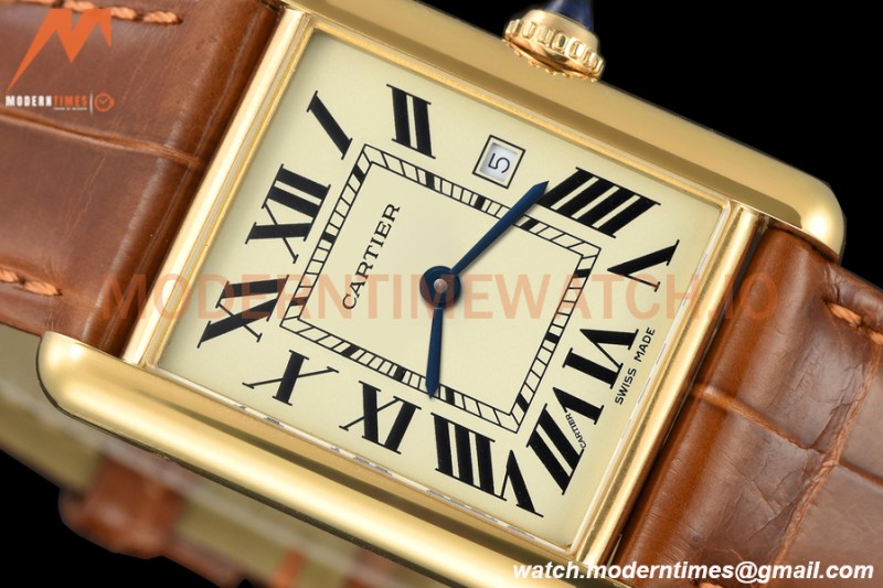 Cartier - Tank Louis Cartier 25.5mm YG/LE White DRF Swiss Qtz