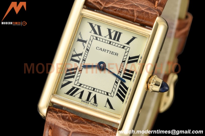 Cartier - Tank Louis Cartier Ladies 22mm YG/LE White DRF Swiss Qtz
