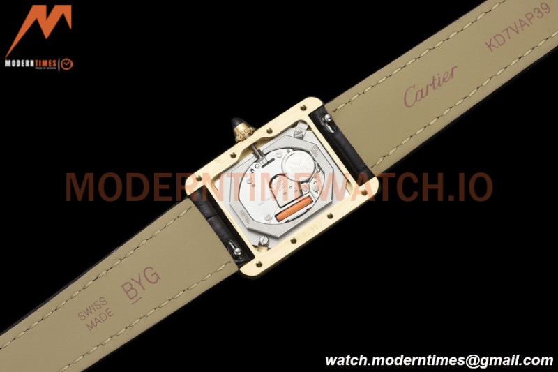 Cartier - Tank Louis Cartier Ladies 22mm Black YG/LE White DRF Swiss Qtz