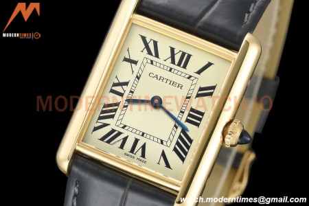Cartier - Tank Louis Cartier 25.5mm Black YG/LE White DRF Swiss Qtz