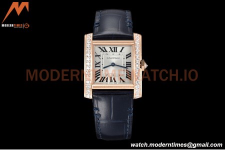 Cartier - Tank Francaise 27mm Medium Size RG/LE Blue/Silv Dia/Rmn 8848F Swiss Qtz