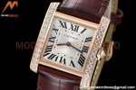 Cartier - Tank Francaise 27mm Medium Size RG/LE Brn/Silv Dia/Rmn 8848F Swiss Qtz