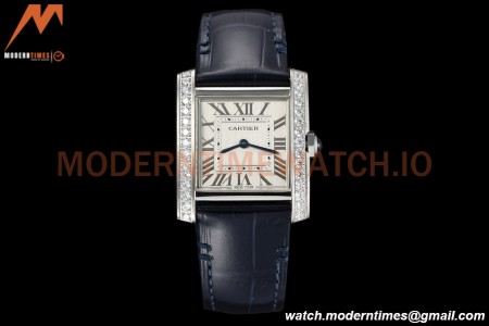 Cartier - Tank Francaise 27mm Medium Size SS/LE Blu/Silv Dia/Rmn 8848F Swiss Qtz