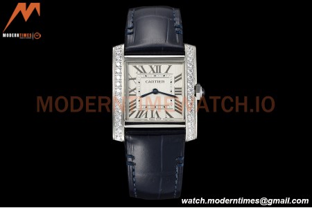 Cartier - Tank Francaise 27mm Medium Size SS/LE Blu/Silv Dia/Rmn 8848F Swiss Qtz