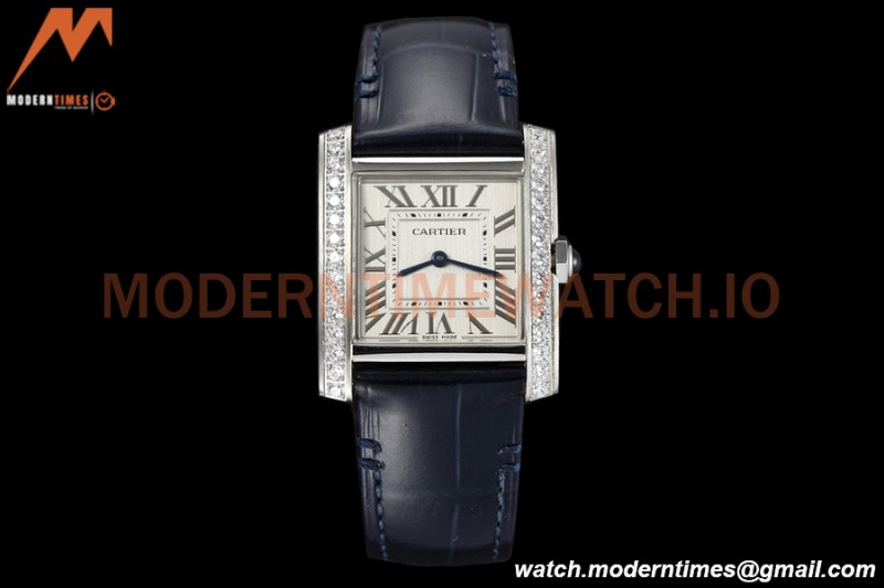 Cartier - Tank Francaise 27mm Medium Size SS/LE Blu/Silv Dia/Rmn 8848F Swiss Qtz