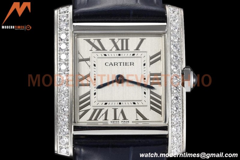 Cartier - Tank Francaise 27mm Medium Size SS/LE Blu/Silv Dia/Rmn 8848F Swiss Qtz