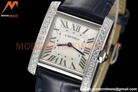 Cartier - Tank Francaise 27mm Medium Size SS/LE Blu/Silv Dia/Rmn 8848F Swiss Qtz
