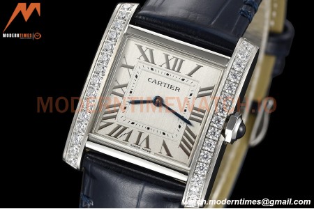 Cartier - Tank Francaise 27mm Medium Size SS/LE Blu/Silv Dia/Rmn 8848F Swiss Qtz
