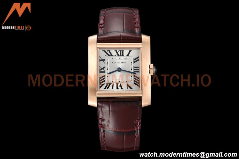 Cartier - Tank Francaise 27mm Medium Size RG/LE Brn/Silv/Rmn 8848F Swiss Qtz