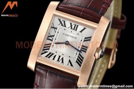 Cartier - Tank Francaise 27mm Medium Size RG/LE Brn/Silv/Rmn 8848F Swiss Qtz