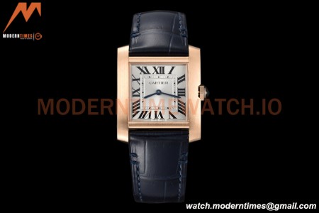 Cartier - Tank Francaise 27mm Medium Size RG/LE Blu/Silv/Rmn 8848F Swiss Qtz