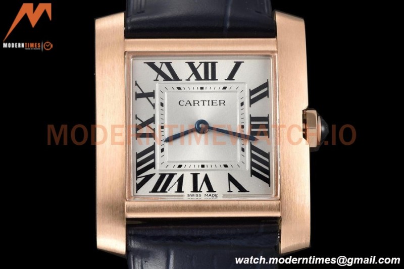 Cartier - Tank Francaise 27mm Medium Size RG/LE Blu/Silv/Rmn 8848F Swiss Qtz