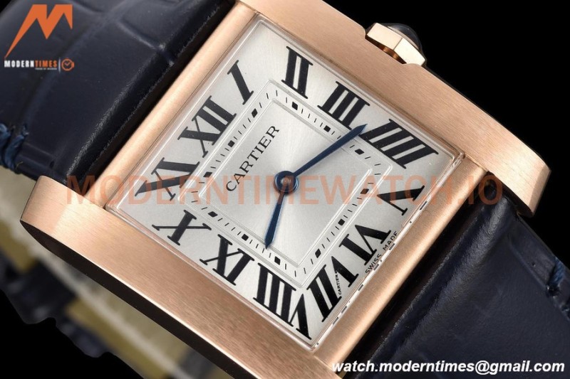 Cartier - Tank Francaise 27mm Medium Size RG/LE Blu/Silv/Rmn 8848F Swiss Qtz